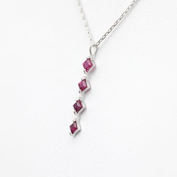 ネックレス レディース K10WG ホワイトゴールド ルビー 4連