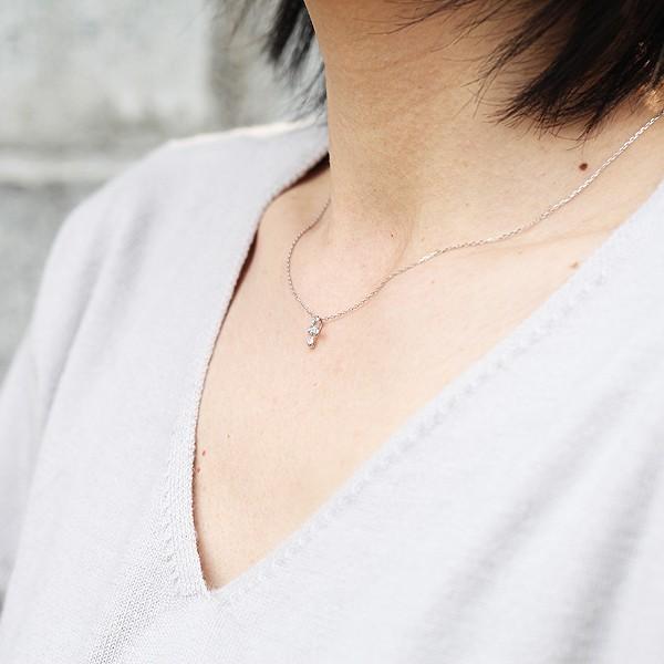 ネックレス レディース K18WG ホワイトゴールド クロス ぷっくり  