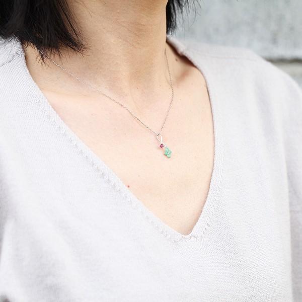 ネックレス レディース K18WG ホワイトゴールド フラワー 花 モチーフ エメラルド ルビー 5月 7月 誕生石 ペンダント バースデー プレゼント 爆買_2