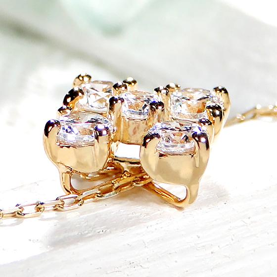 ネックレス K18YG レディース 0.56ct ダイヤ フラワー ゴールド 