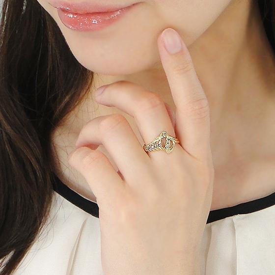 指輪 レディースK18YG ゴールド ブルーダイヤ 0.03ct クロワッサン  