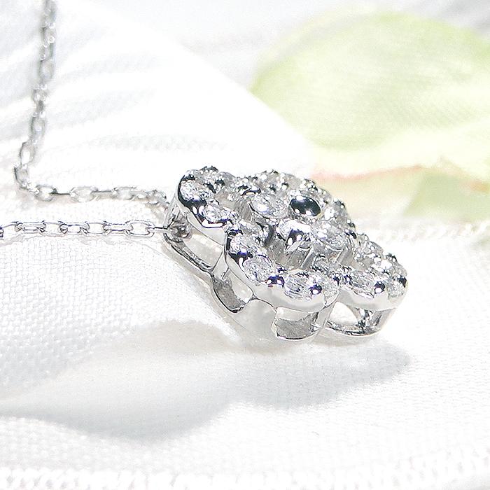 ネックレス プラチナ PT900  レディース ダイヤ 0.40ct クローバー フラワー 花 四つ葉 ペンダント ダイヤモンド 爆買の画像