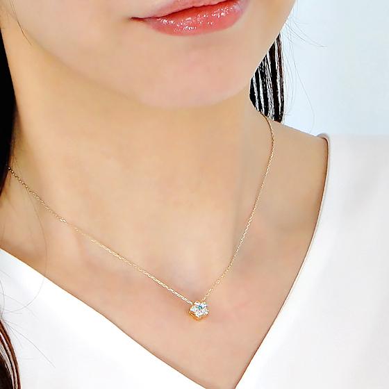 ネックレス K18YG イエローゴールド ダイヤ ブルーダイヤ 0.26ct 