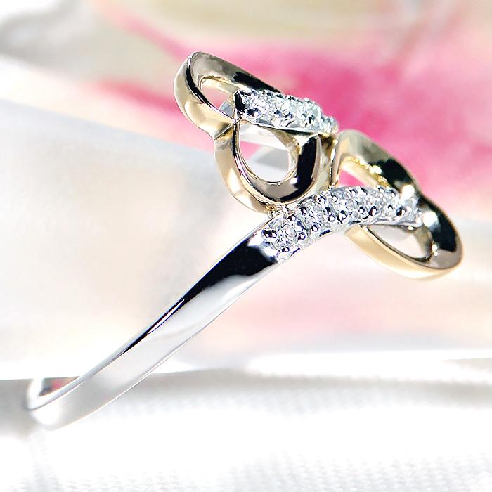 ダブルハート様 9粒 ハーフ プラチナ900 天然ダイヤモンドリング Pt900