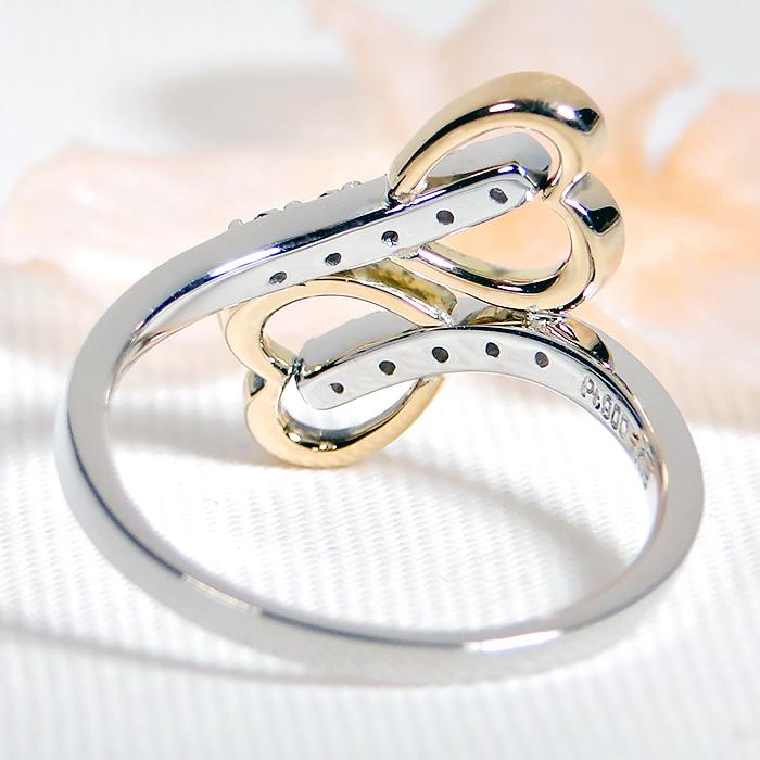 ラインウェーブモチーフゴールドプラチナコンビリングk18 PT900