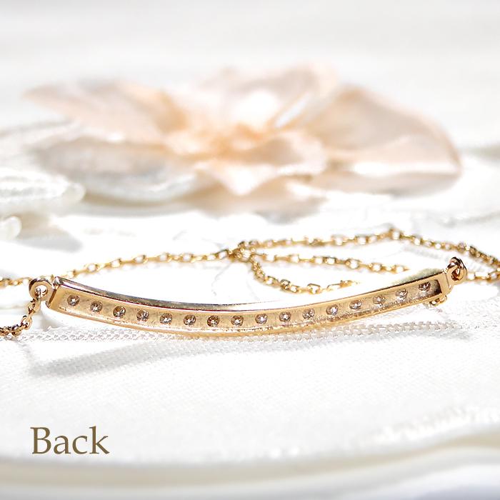 ダイヤモンド 0.30ct ラインネックレス K18YG イエローゴールド シンプル カーブ ペンダント 爆買の画像