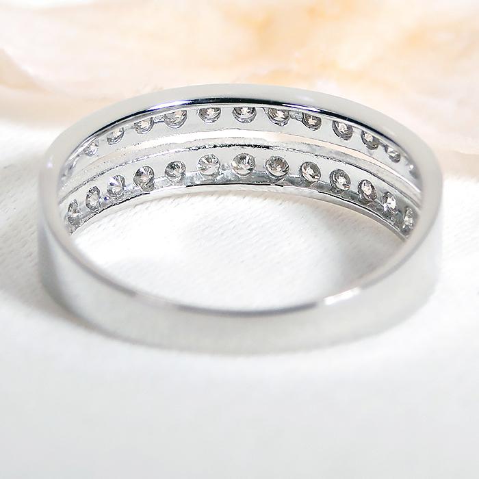 指輪 プラチナ PT900 ダイヤモンド 0.42ct レディース リング エタニティ 2列 プレゼント 彼女 重ねづけ風 7月 誕生石 バースデー クリスマス 爆買の画像