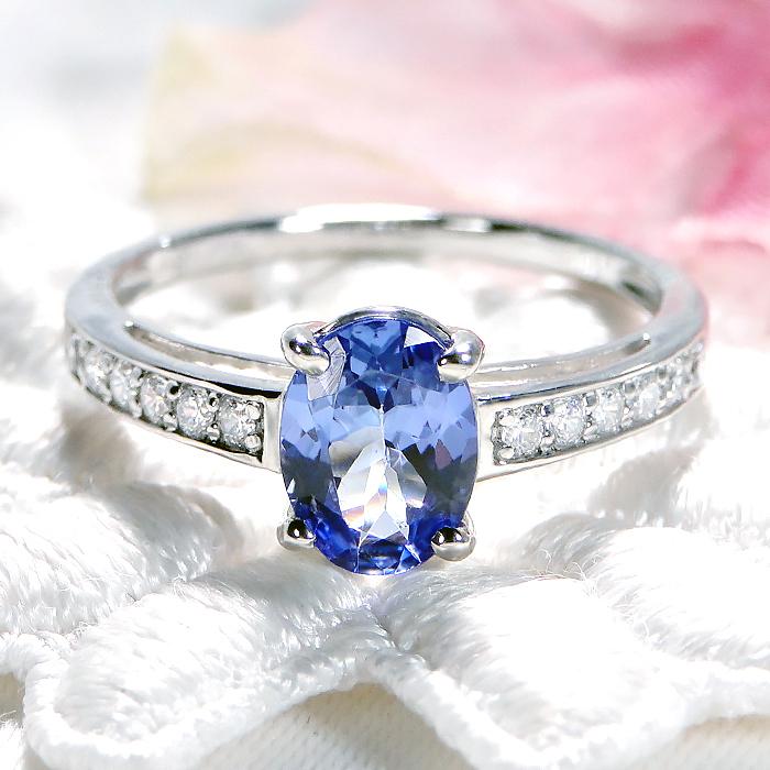 指輪 タンザナイト ダイヤモンド 白金（プラチナ）900