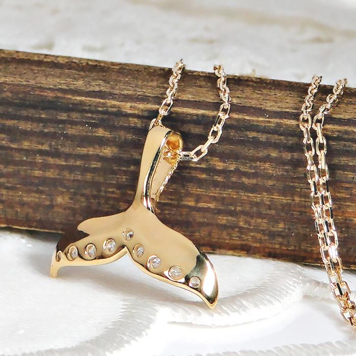 ハワイアンジュエリー ネックレス K18YG イエローゴールド 0.09ct