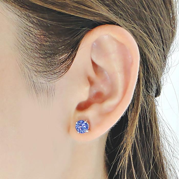 PT900  ピアス プラチナ タンザナイト 2.4ct ラウンド 一粒ピアス 大粒 シンプル スタッドピアス 爆買の画像