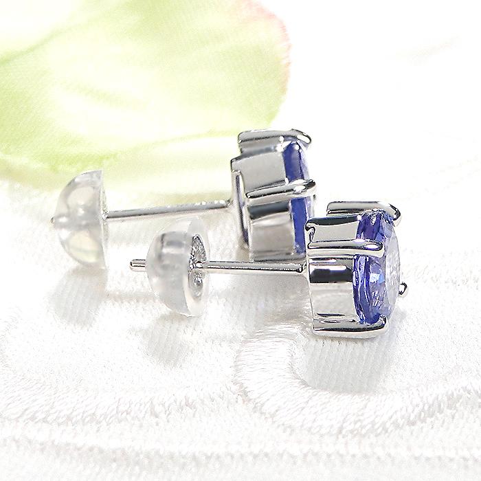 PT900  ピアス プラチナ タンザナイト 2.4ct ラウンド 一粒ピアス 大粒 シンプル スタッドピアス 爆買の画像