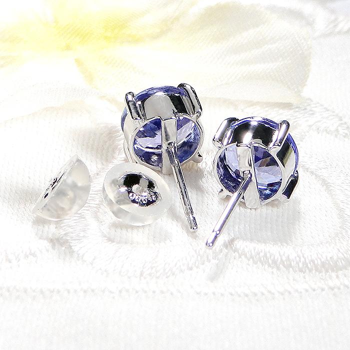 PT900  ピアス プラチナ タンザナイト 2.4ct ラウンド 一粒ピアス 大粒 シンプル スタッドピアス 爆買の画像