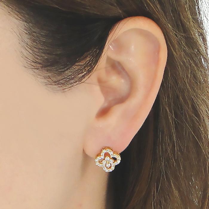 ピアス プラチナ PT900 ダイヤモンド 0.8ct 四つ葉 クローバー
