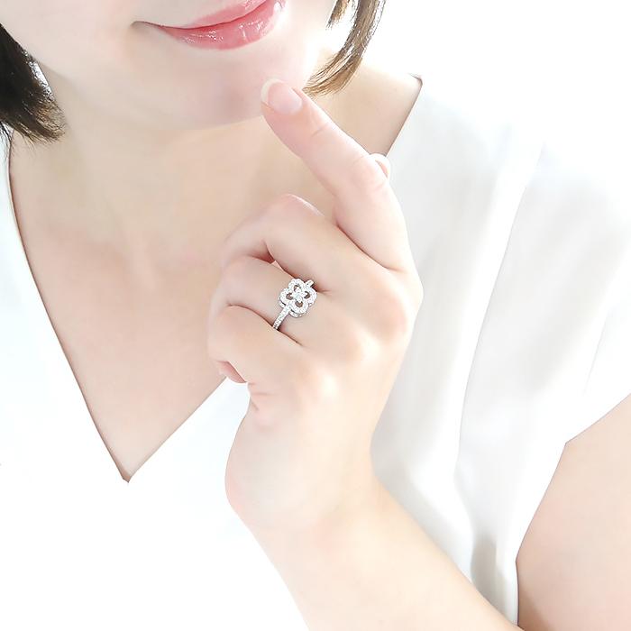 ピアス プラチナ PT900 ダイヤモンド 0.8ct 四つ葉 クローバー