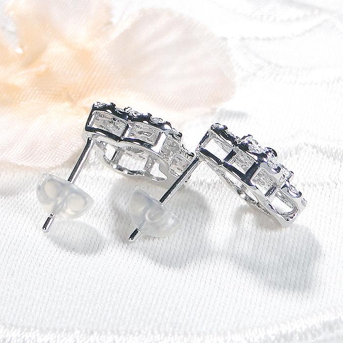 ピアス プラチナ PT900 ダイヤモンド 0.8ct 四つ葉 クローバー