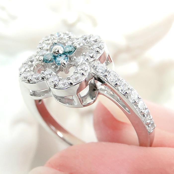 指輪 PT900 プラチナ ブルーダイヤモンド 0.61ct ダイヤモンド 