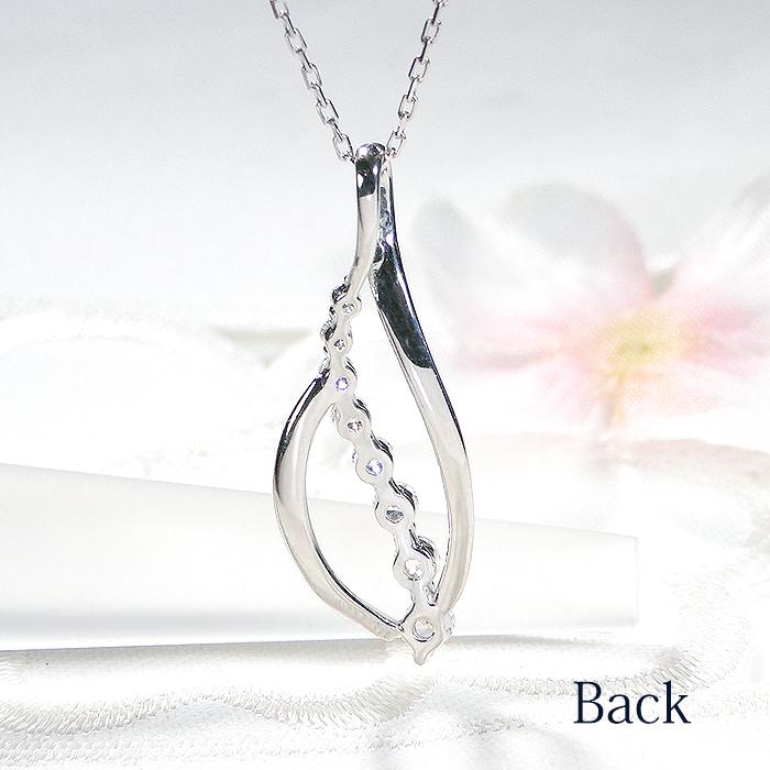ネックレス PT900 プラチナ ダイヤ 0.33ct リーフ 葉 つゆ 雫