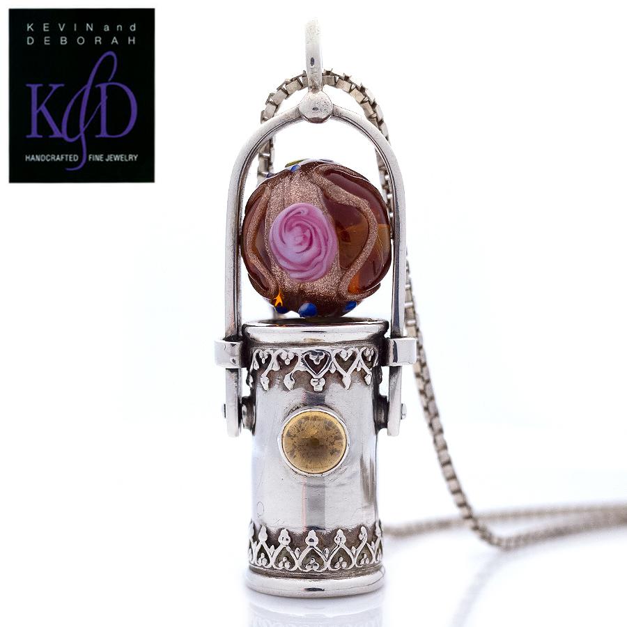 K&D アメリカ製 万華鏡 ペンダント シトリン カレイドスコープ ハンドメイド ネックレス ベネチアングラス シルバー925 ユニセックス SV925