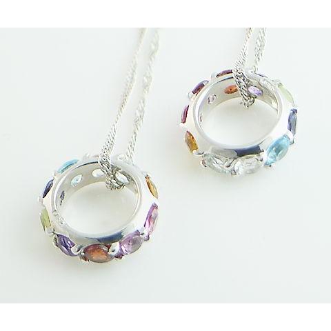 K18WG 天然石ネックレス フルエタニティ ブルートパーズ アクア