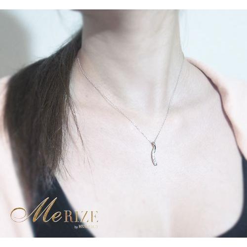 pt900 天然 ダイヤ 0.11ct ペンダント プラチナ ウェーブ ネックレス 