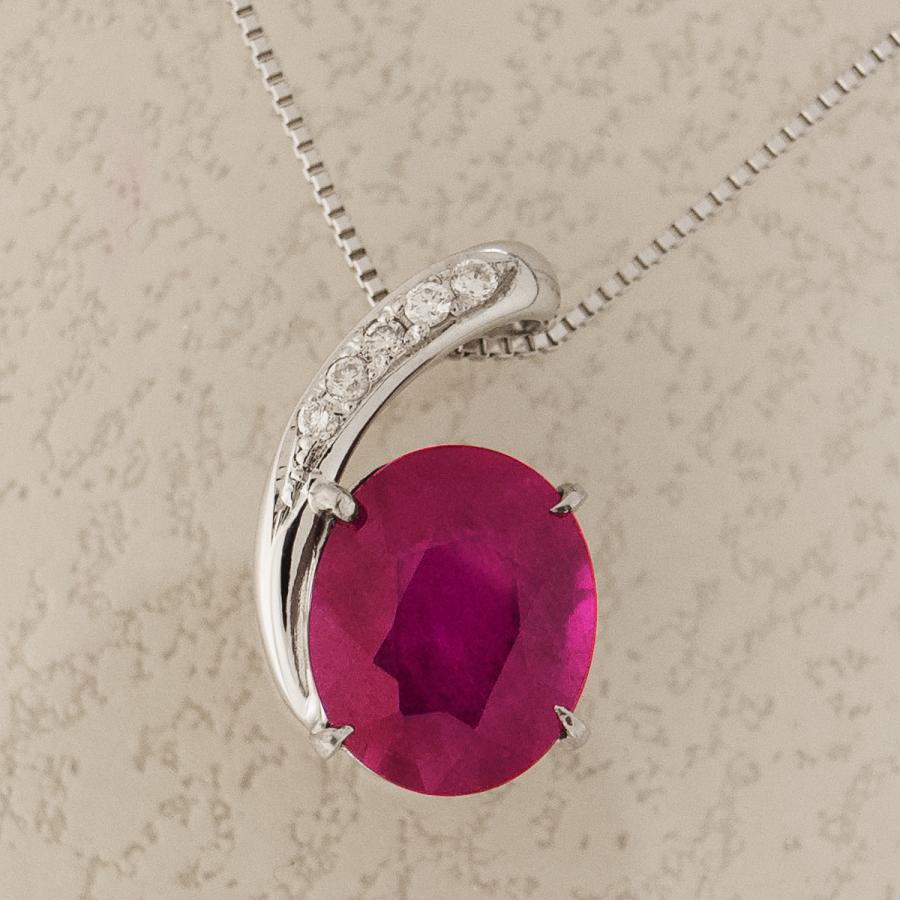 大粒 天然 一粒 ルビー 4.0ct UP & ダイヤ ネックレス pt900 大粒 天然 一粒 ルビー 4.0ct UP & ダイヤ ネックレス pt900