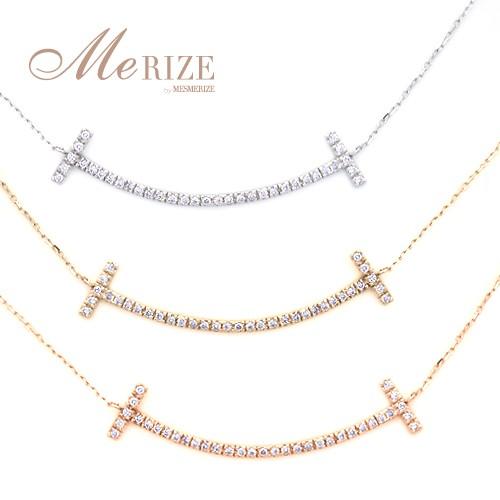 K18 天然 ダイヤ 0.233ct ゴールド スマイル ペンダント ネックレス 