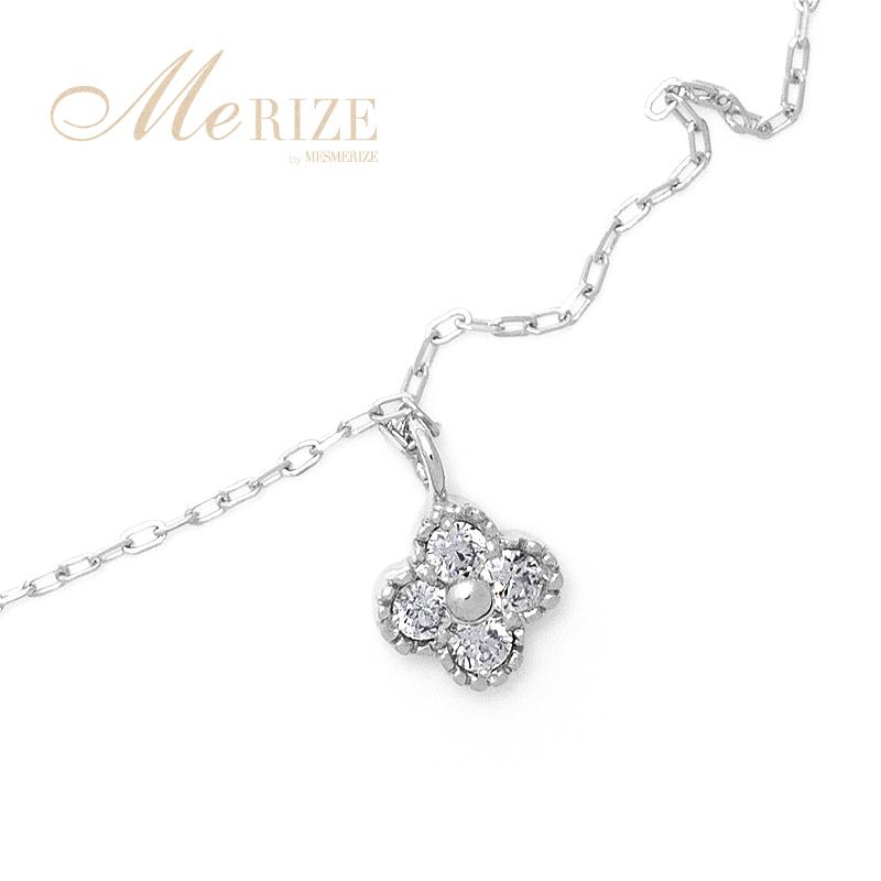 K18 天然 ダイヤ 0.1ct 4石 クローバー ネックレス ミル打ち ゴールド 