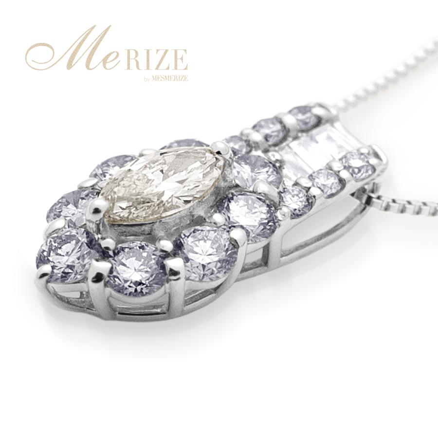 pt900 K18 天然 大粒 ダイヤ 0.7ct パヴェ ネックレス プラチナ 