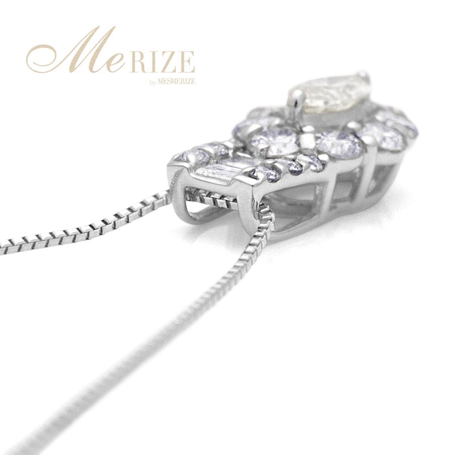pt900 K18 天然 大粒 ダイヤ 0.7ct パヴェ ネックレス プラチナ ゴールド各色 ペンダント マーキス バゲット ラウンド ダイヤモンド 0.7カラット 品質保証書付の画像