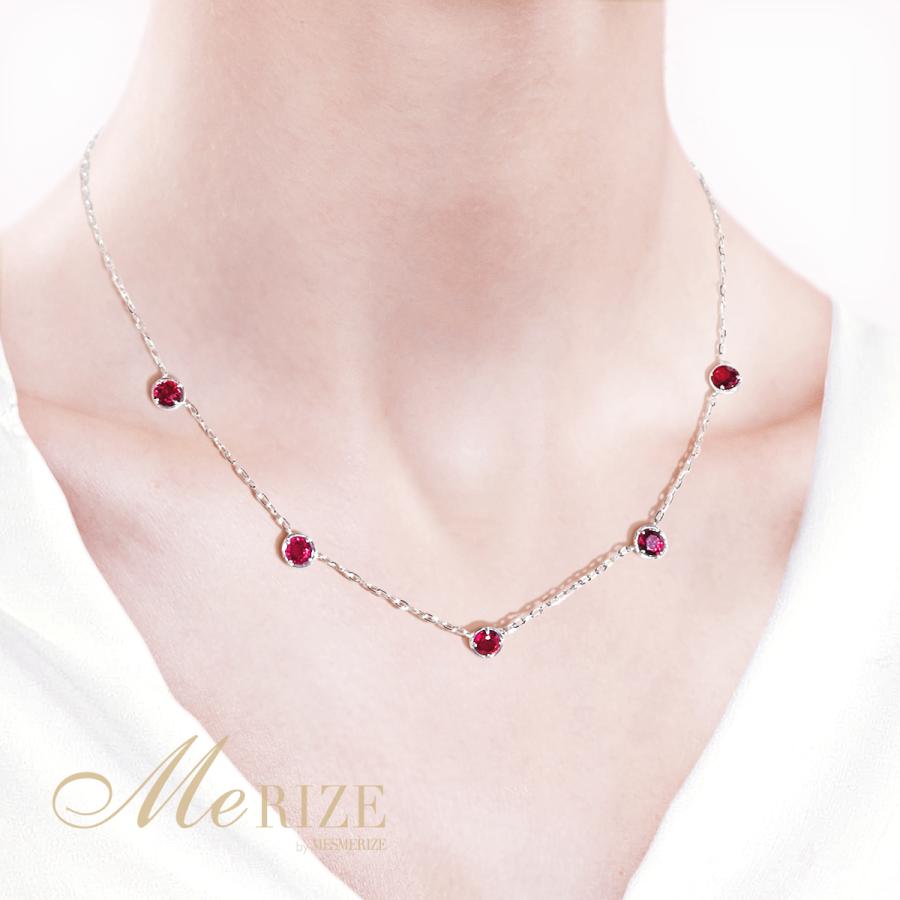 大粒 天然 ルビー 5石 3.8ct UP ステーション ネックレス pt900 K18 