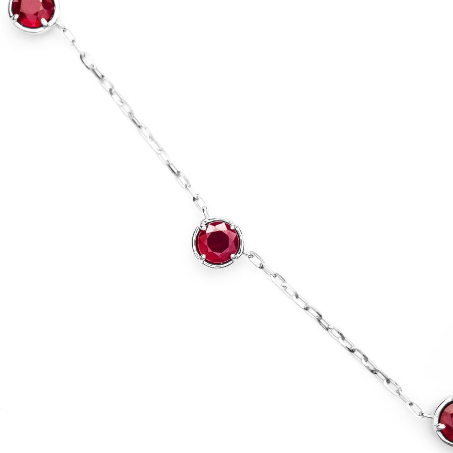 大粒 天然 ルビー 5石 3.8ct UP ステーション ネックレス pt900 K18 