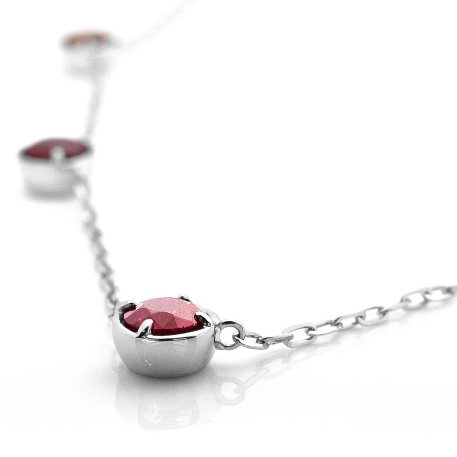 大粒 天然 ルビー 5石 3.8ct UP ステーション ネックレス pt900 K18 