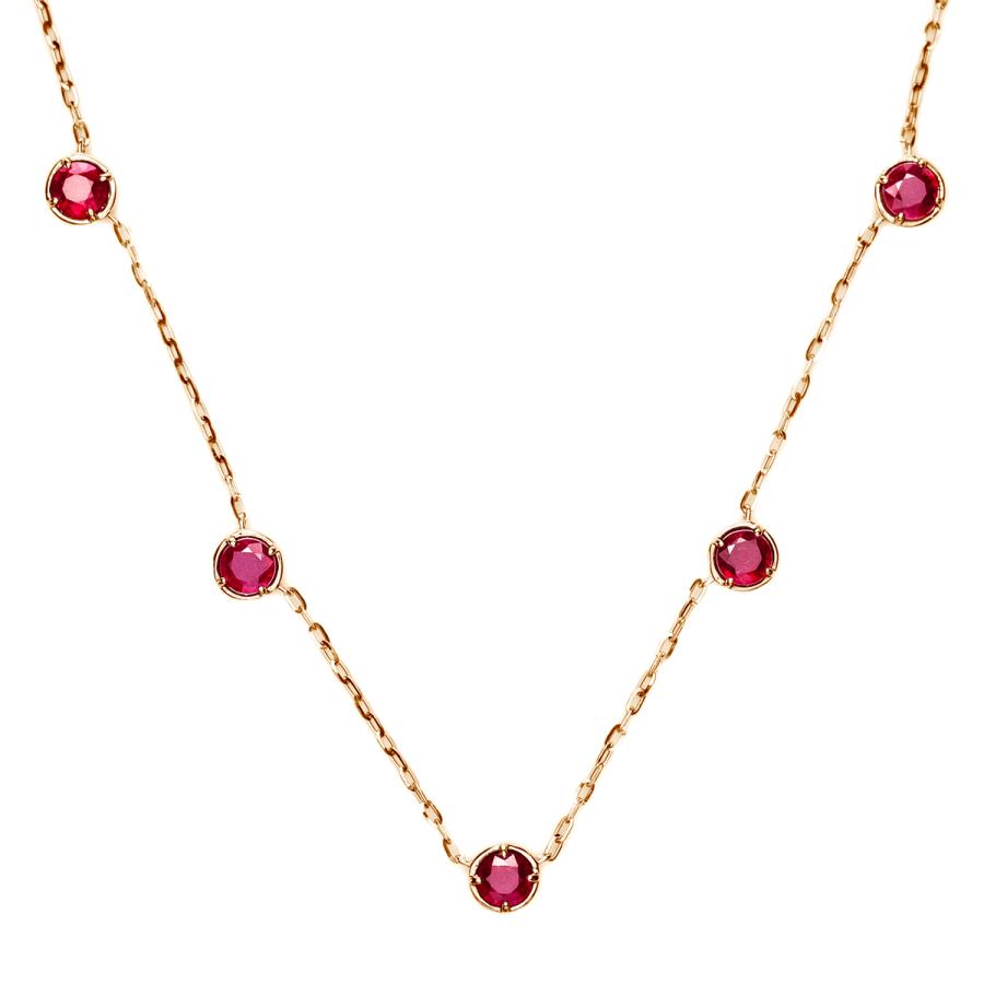 大粒 天然 ルビー 5石 3.8ct UP ステーション ネックレス pt900 K18 