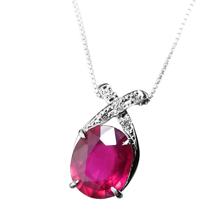 大粒 天然 一粒 ルビー 3.0ct UP & ダイヤ ネックレス pt900 大粒 天然 一粒 ルビー 3.0ct UP & ダイヤ ネックレス pt900