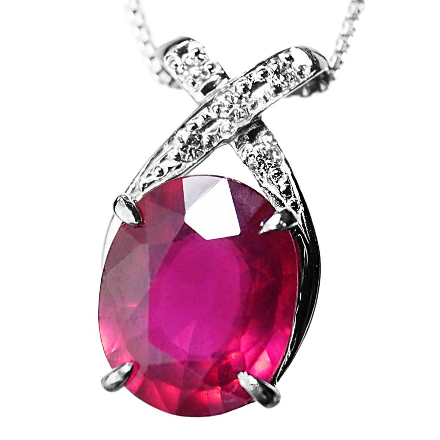 大粒 天然 一粒 ルビー 3.0ct UP & ダイヤ ネックレス pt900 大粒 天然 一粒 ルビー 3.0ct UP & ダイヤ ネックレス pt900