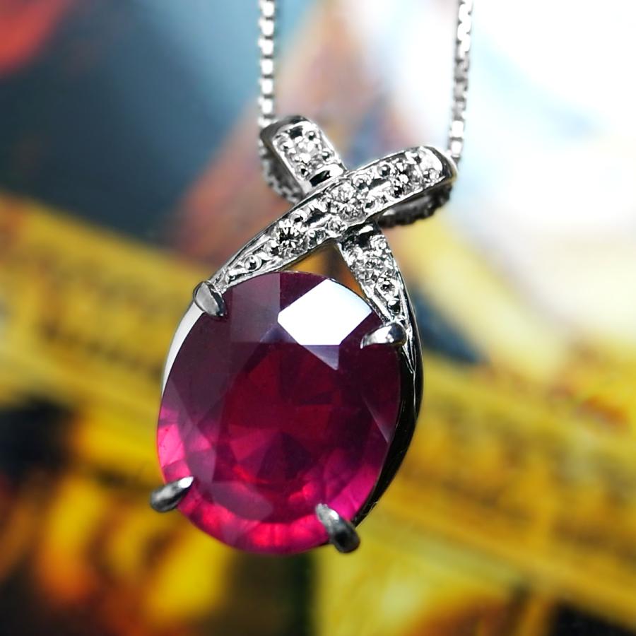 大粒 天然 一粒 ルビー 3.0ct UP & ダイヤ ネックレス pt900 大粒 天然 一粒 ルビー 3.0ct UP & ダイヤ ネックレス pt900