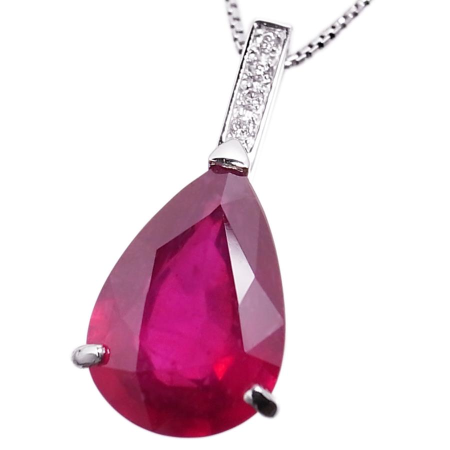 大粒 一粒 天然 ルビー 4.0ct UP & ダイヤ ネックレス pt900 大粒 一粒 天然 ルビー 4.0ct UP & ダイヤ ネックレス pt900