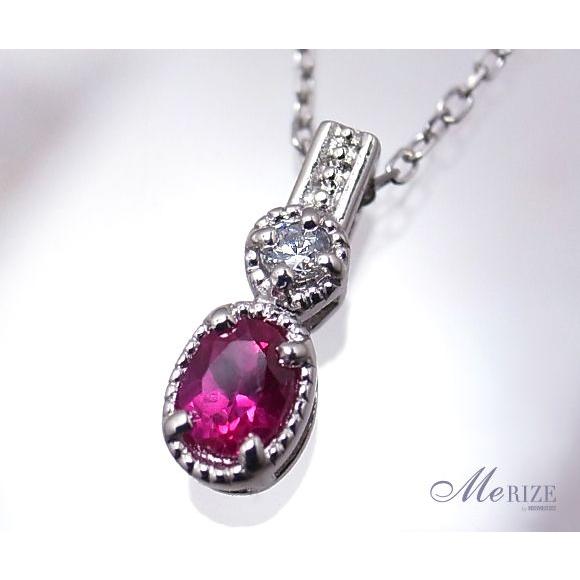 pt900 天然 ルビー ダイヤ プラチナ ペンダント ネックレス レディース  