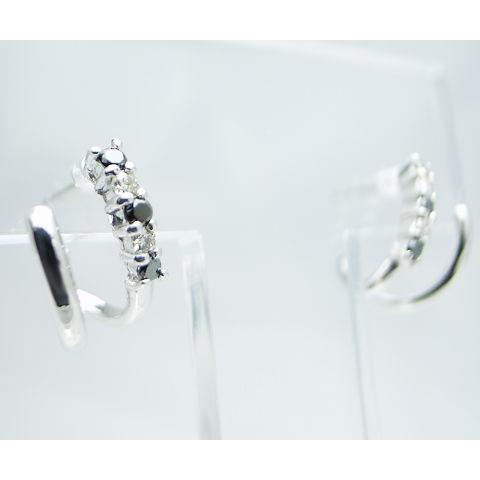 K18 天然 ダイヤ ブラックダイヤ 0.14ct 8mm フープ ピアス ペア ゴールド レディース SIクラス ダイヤモンド 0.14カラット 10石 18金 品質保証書付の画像