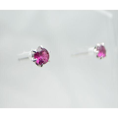 K18 天然 一粒 ルビー 0.25ct 3.0mm ピアス ペア ゴールド各色 