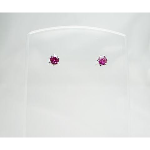 K18 天然 一粒 ルビー 0.25ct 3.0mm ピアス ペア ゴールド各色 