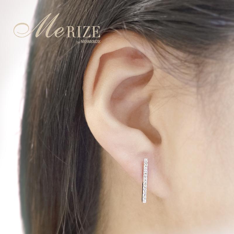 K18 天然 ダイヤ 0.16ct バー ピアス ペア ゴールド各色 スタッド