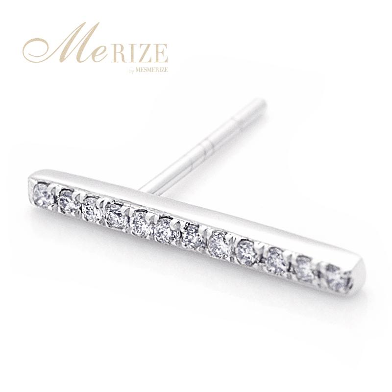 K18 天然 ダイヤ 0.16ct バー ピアス ペア ゴールド各色 スタッド