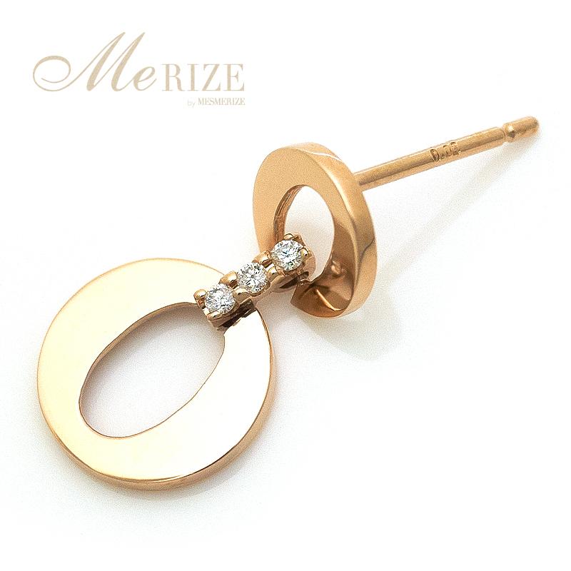 K18 天然 ダイヤ 8mmx17mm ブラタイプ ゴールド ペア 揺れる リング  