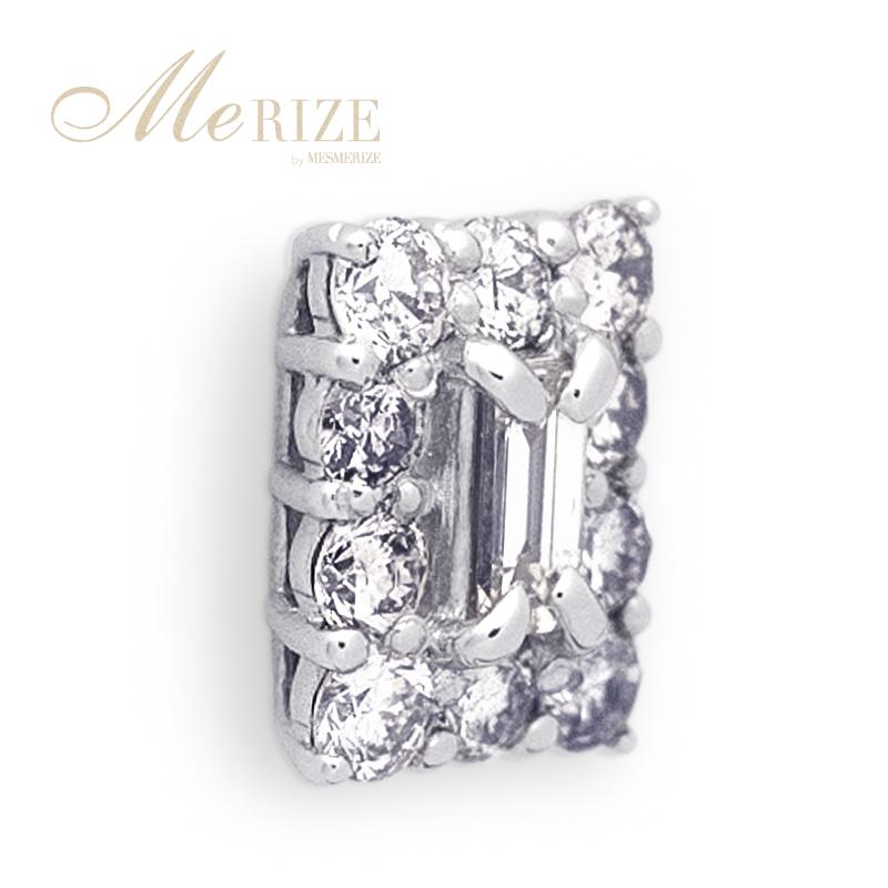 天然 ダイヤ 0.52ct バケットカット パヴェ ピアス ペア K18ゴールド各色 プラチナpt900 レディース SIクラス ダイヤモンド 0.52カラット 長方形 スクエア 18金の画像