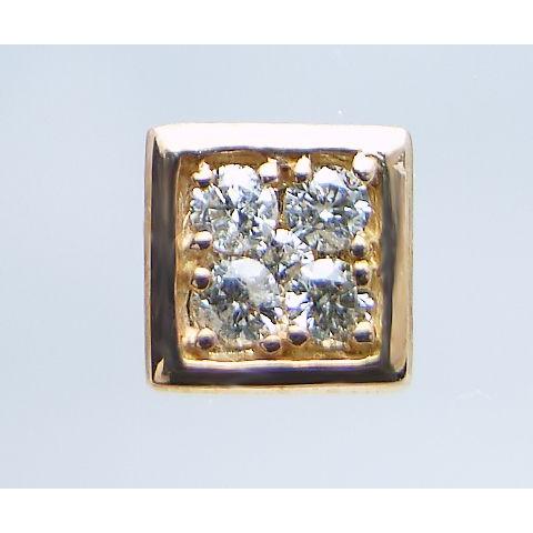 K18 天然 ダイヤ 0.20ct ゴールド ペア ピアス スクエア スタッド