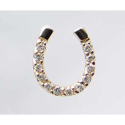 K18 天然 ダイヤ 0.10ct ゴールド ペア ピアス 馬蹄 スタッド
