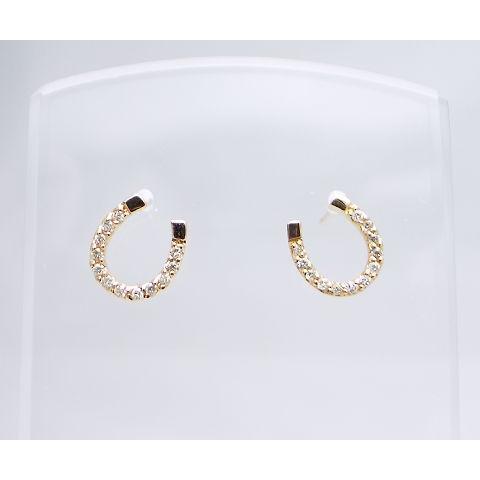 K18 天然 ダイヤ 0.10ct ゴールド ペア ピアス 馬蹄 スタッド