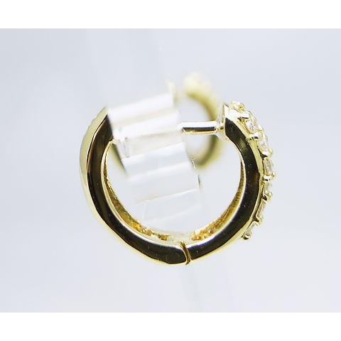 K18 天然 ダイヤ 0.20ct パヴェ ゴールド フープ 12mm ピアス ペア エタニティ 中折れ レディース SIクラス ダイヤモンド 0.2カラット 24石 18金 品質保証書付の画像