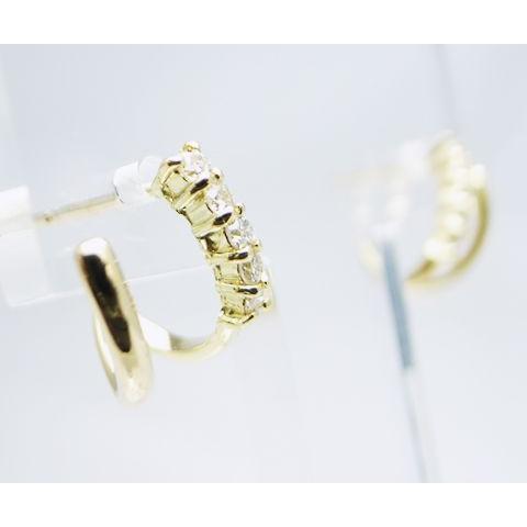 K18 18金イエローゴールド　天然ダイヤモンド0.14ct ピアス K18 天然 ダイヤ 0.14ct フープ 11.5mm ピアス ペア ゴールド
